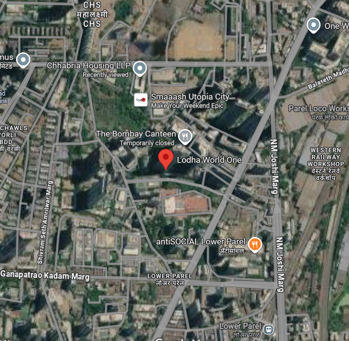 Lodha World Towers Location Map